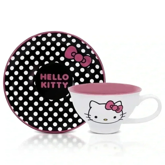 HELLO KITTY TEA CUP AND SAUCER BRAND NEW 12 oz - Picture 1 of 7
